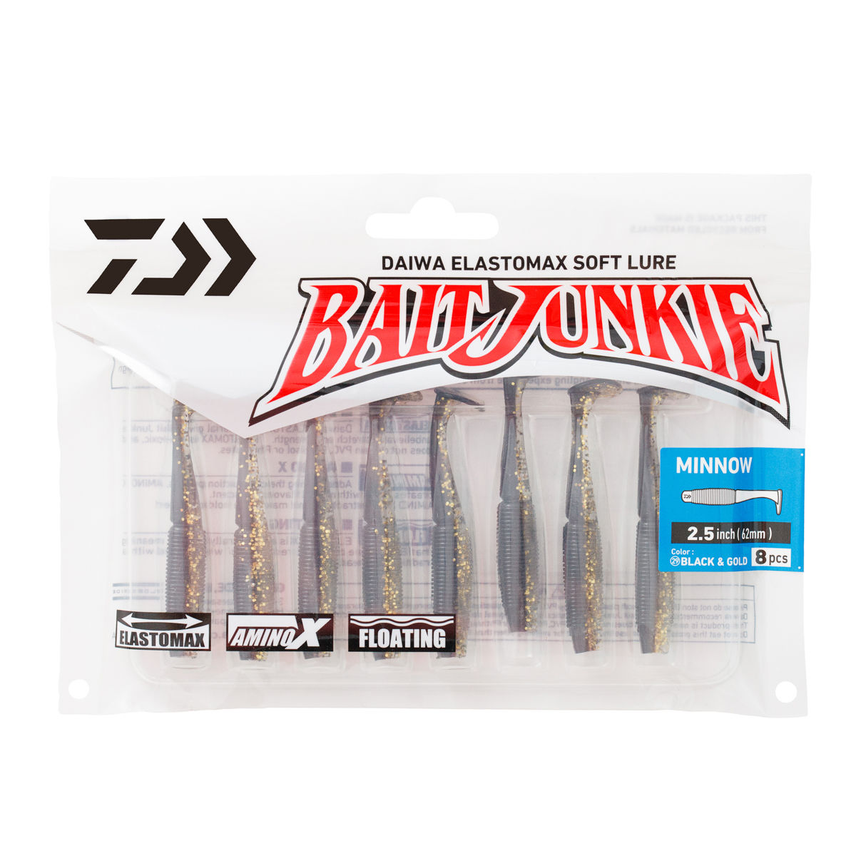 Силиконовая приманка Daiwa Bait Junkie Minnow BLACK & GOLD (2.5")