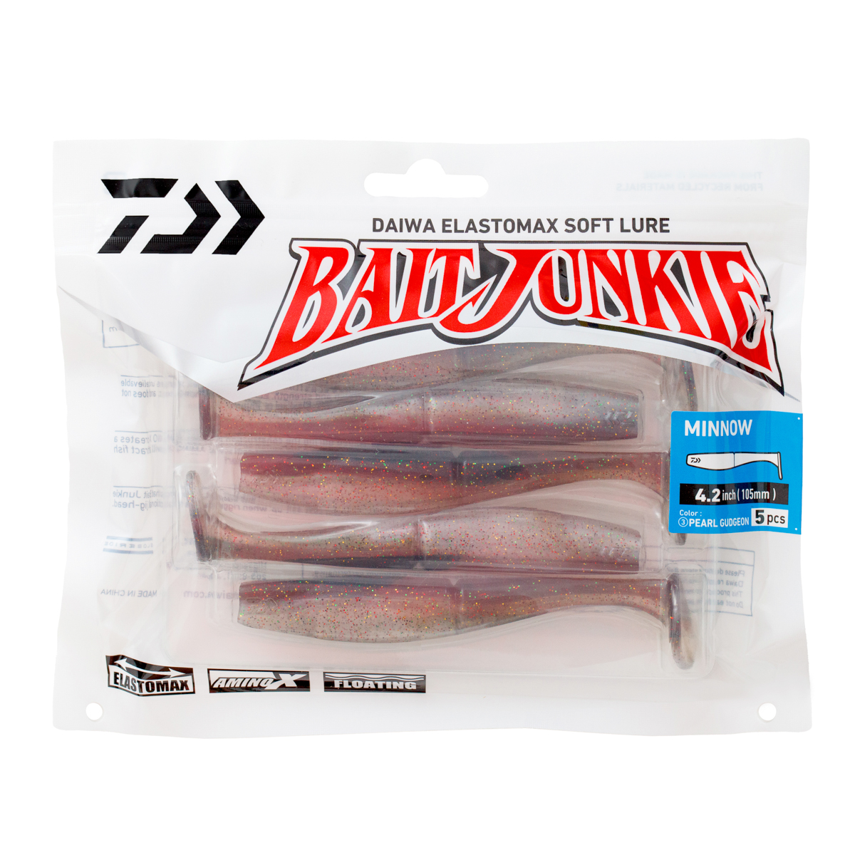 Силиконовая приманка Daiwa Bait Junkie Minnow PEARL GUDGEON (4.2")