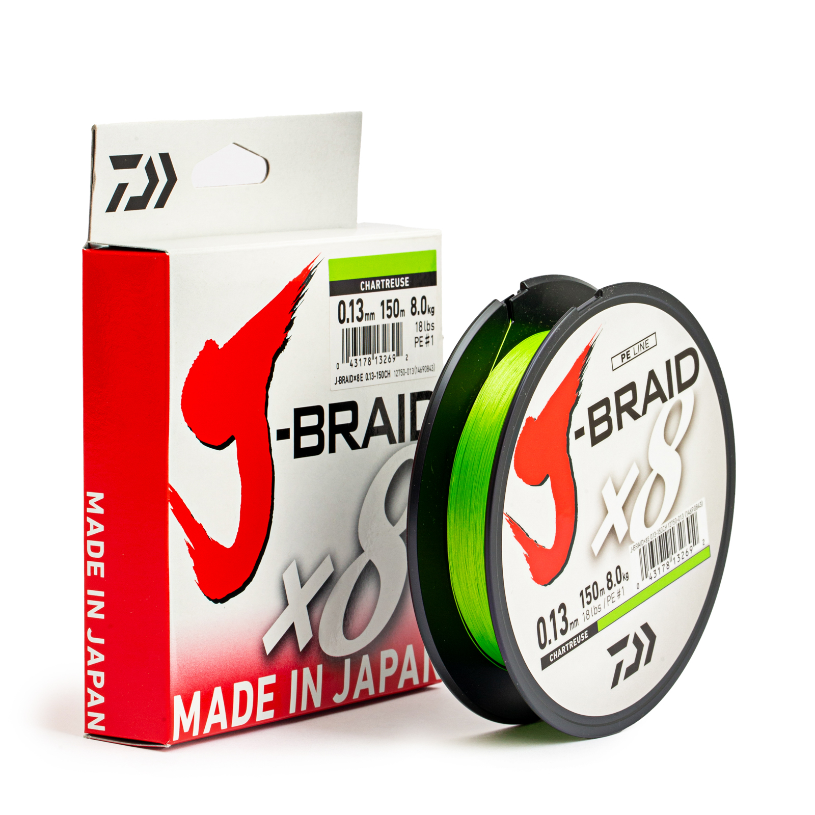 Шнур плетеный Daiwa J-Braid x8, 150 м, светло-зелёный