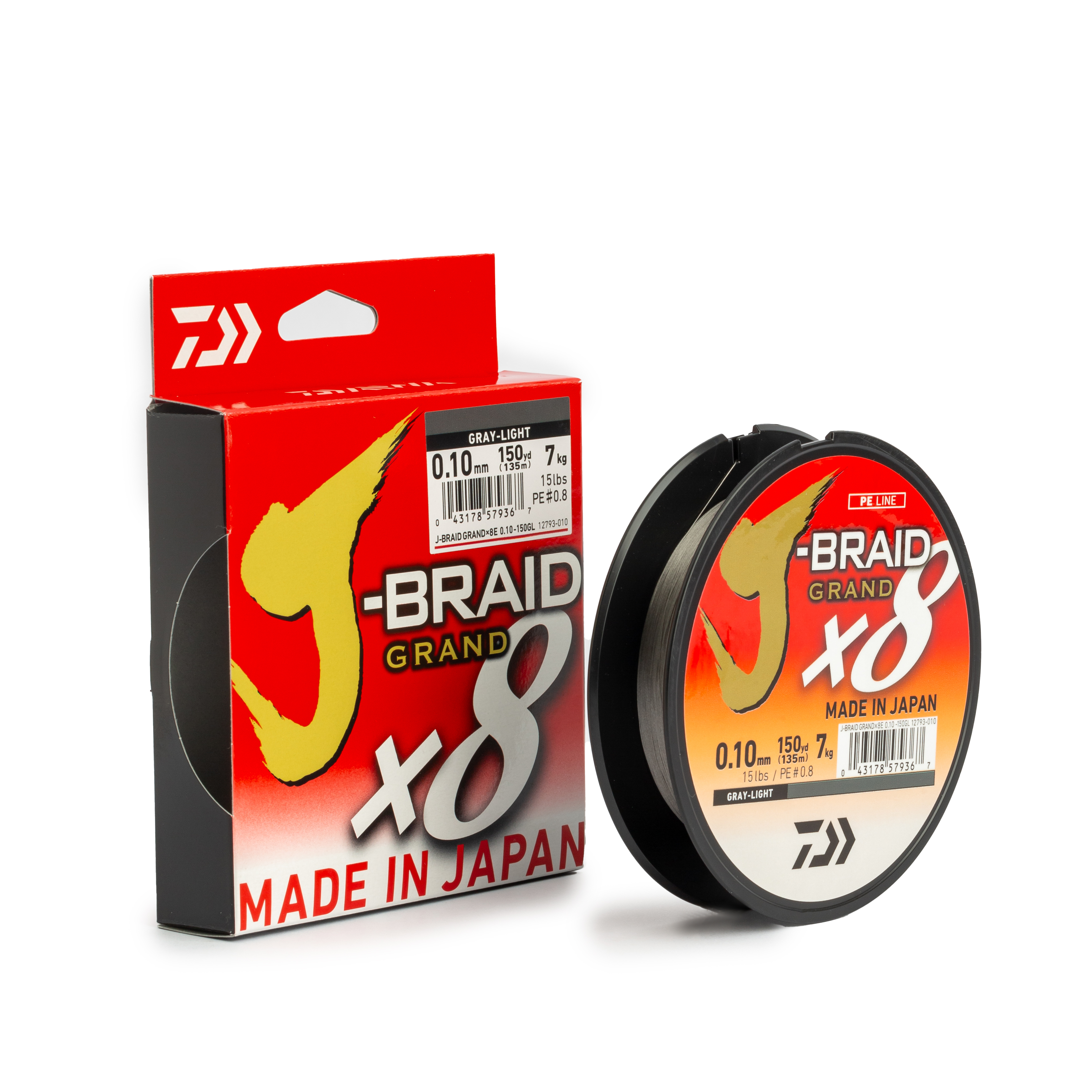 Шнур плетеный Daiwa J-Braid Grand x8E, 135 м, светло-серый
