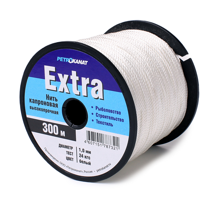 Нитки капроновые Extra, катушка с фланцами, белые