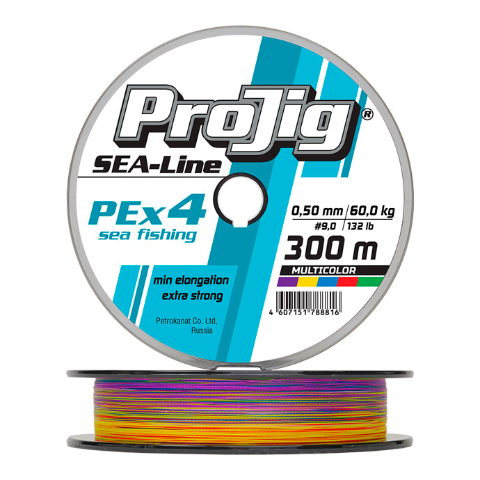 Шнур плетеный ProJig SEA-Line 300 м, разноцветный