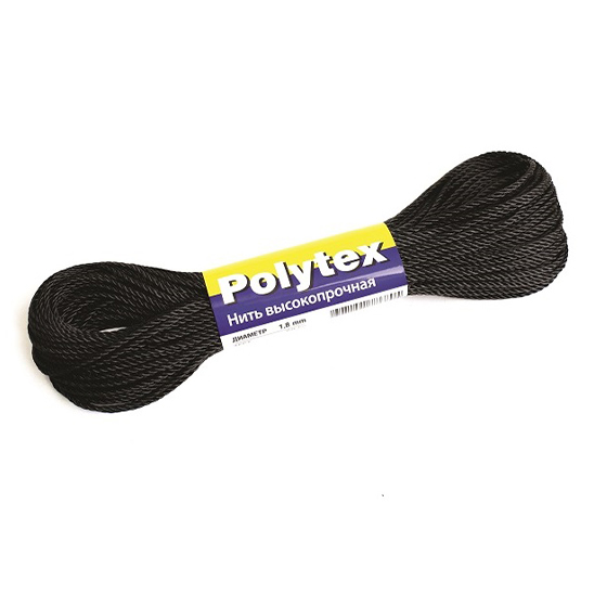 Нитки полиэфирные Polytex, моток, чёрные