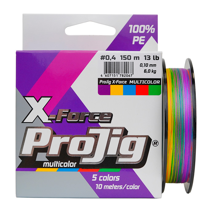 Шнур плетеный ProJig X-Force Multicolor, разноцветный